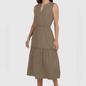 Lands' End Sleeveless Tiered Midi Dress in Taupe